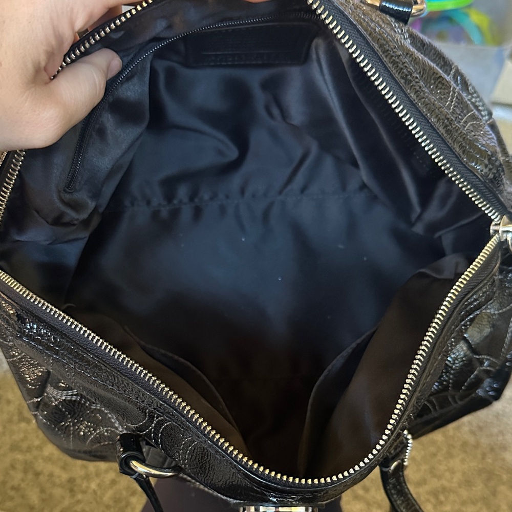 Coach Signature Madison Black Patent Leather Satchel - Picture 2 of 3